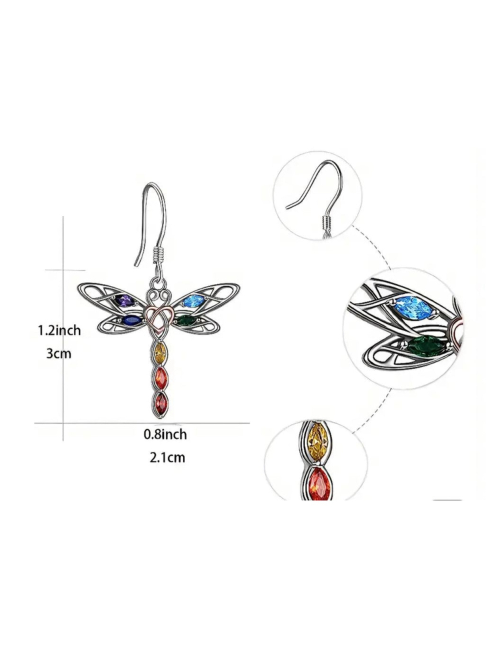 Dragonfly Earrings multiple color hook closure - Picture 5 of 5